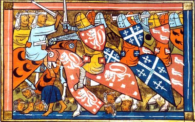 Battle of Damietta in Egypt in 1218-1219, During the Fifth Crusade (1217-1221) from Historia by Guillaume de Tyr, 1337 by French School